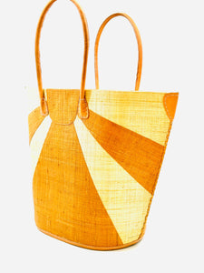 Sunburst Large Straw Tote Bag: Blush