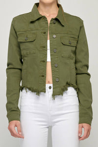 MILITARY OLIVE FRAYED CROPPED

FITTED JACKET
