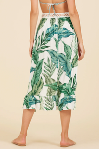 Rainforest Leaf Print High Low Skirt