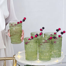 13 oz. Vintage Textured Sage Green Drinking Glasses (6 pcs)