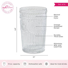 13 oz. Vintage Textured Clear Drinking Glasses (6 pcs)
