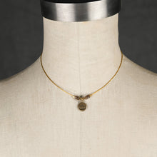 Stamped Lotus  w/ Silver Leaf Jasper Semi Precious Necklace